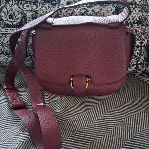 J. Crew Pebbled Leather Shoulder Bag in Burgundy